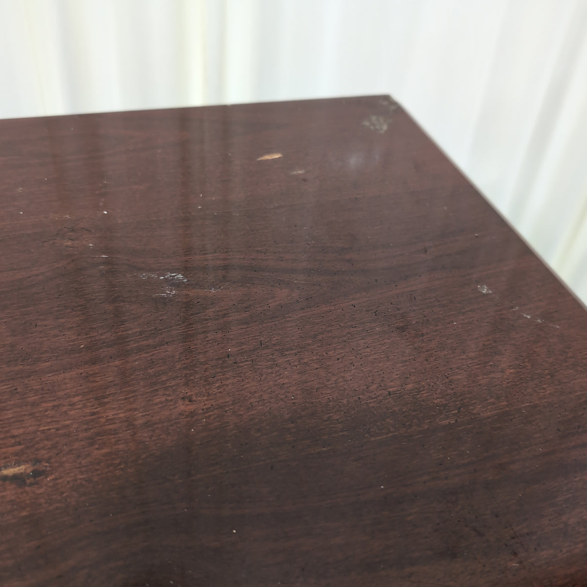 Dark Cherry Wood Nightstand with Ornate Hardware