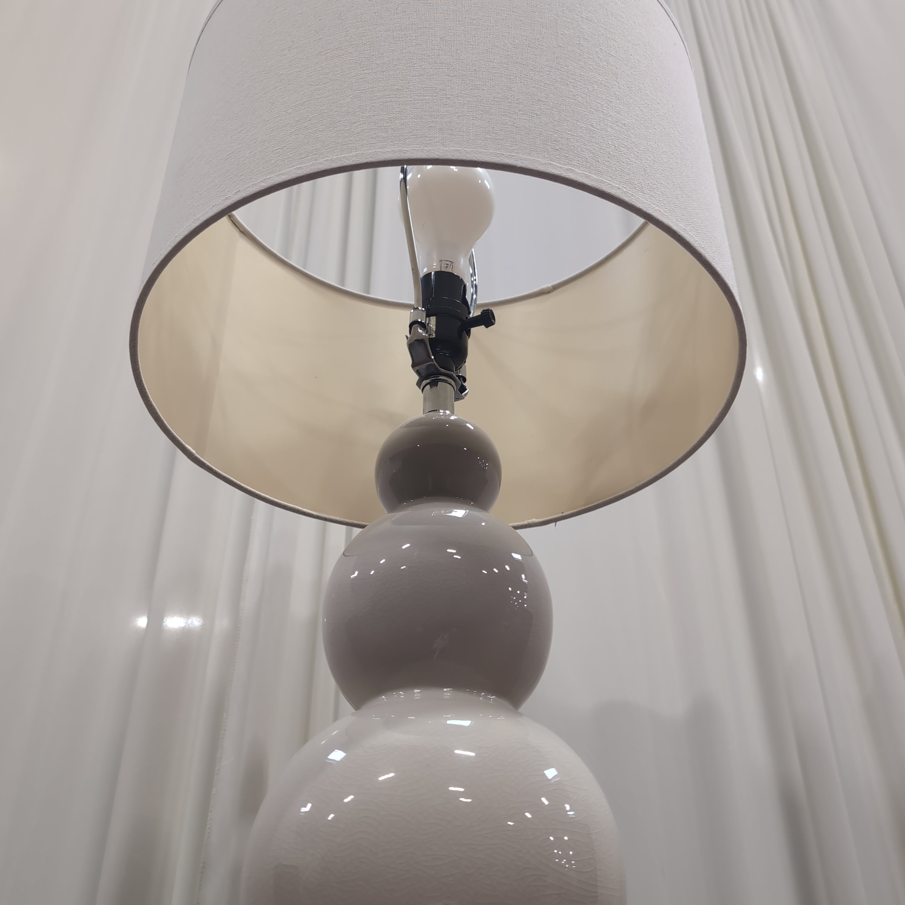 Off-White Double Gourd Ceramic Table Lamp