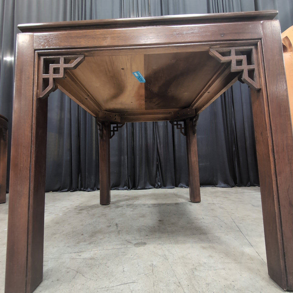 Brown Wood Square End Table with Geometric Legs