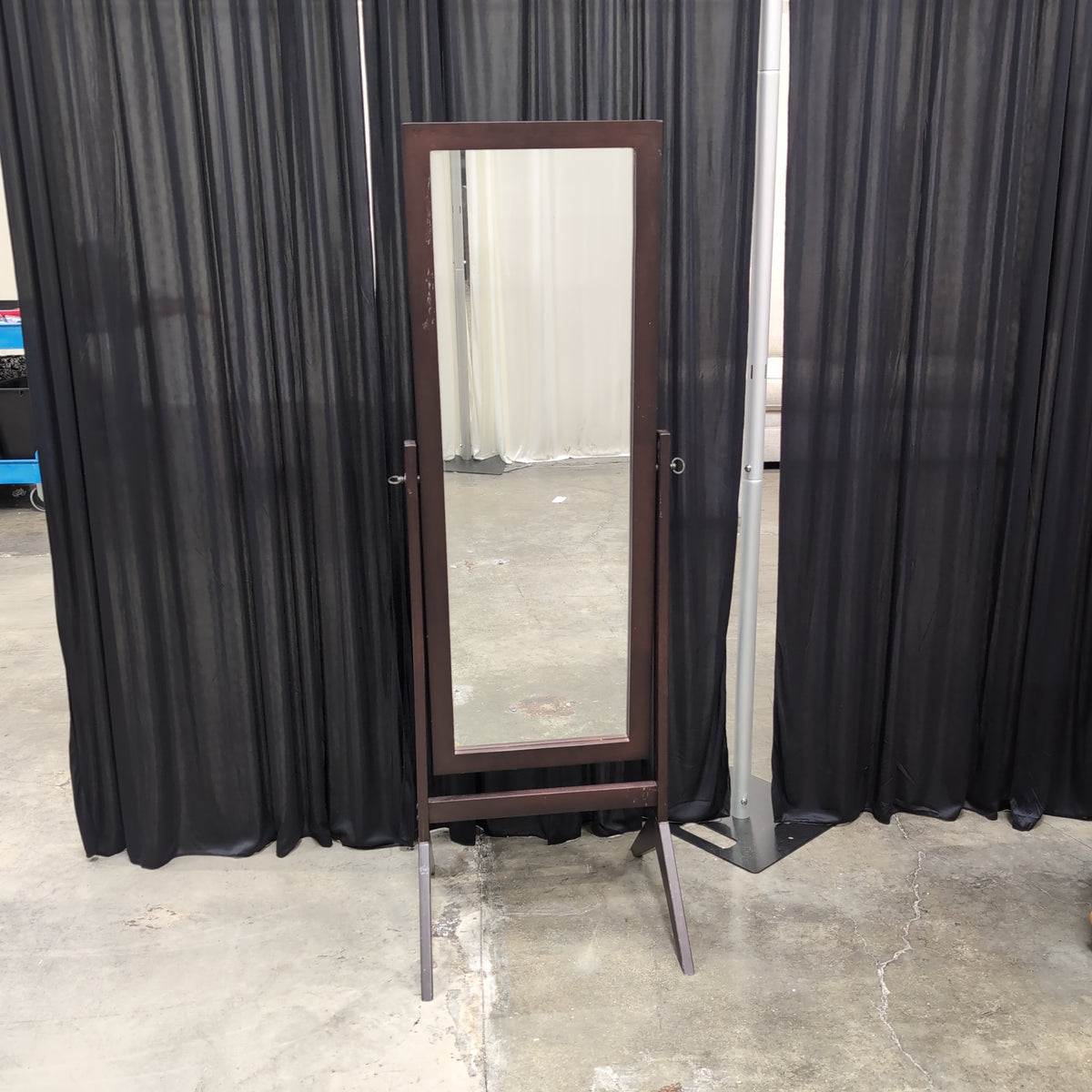 Dark Wood Full-Length Floor Mirror with Tilting Stand