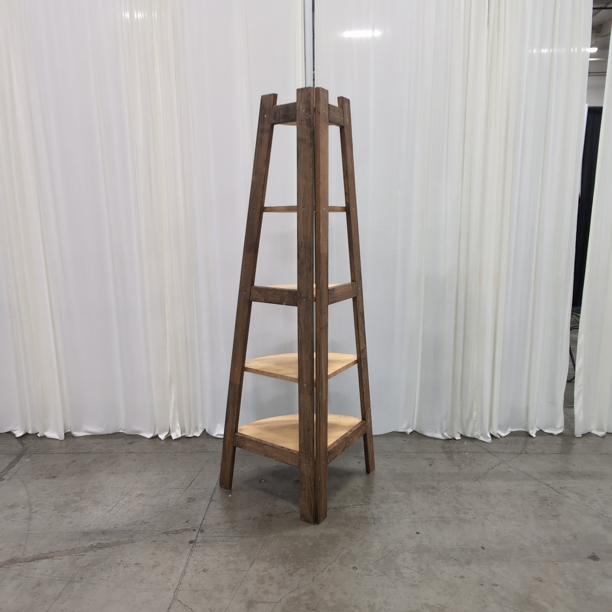 Brown Wood Ladder Style Corner Bookcase