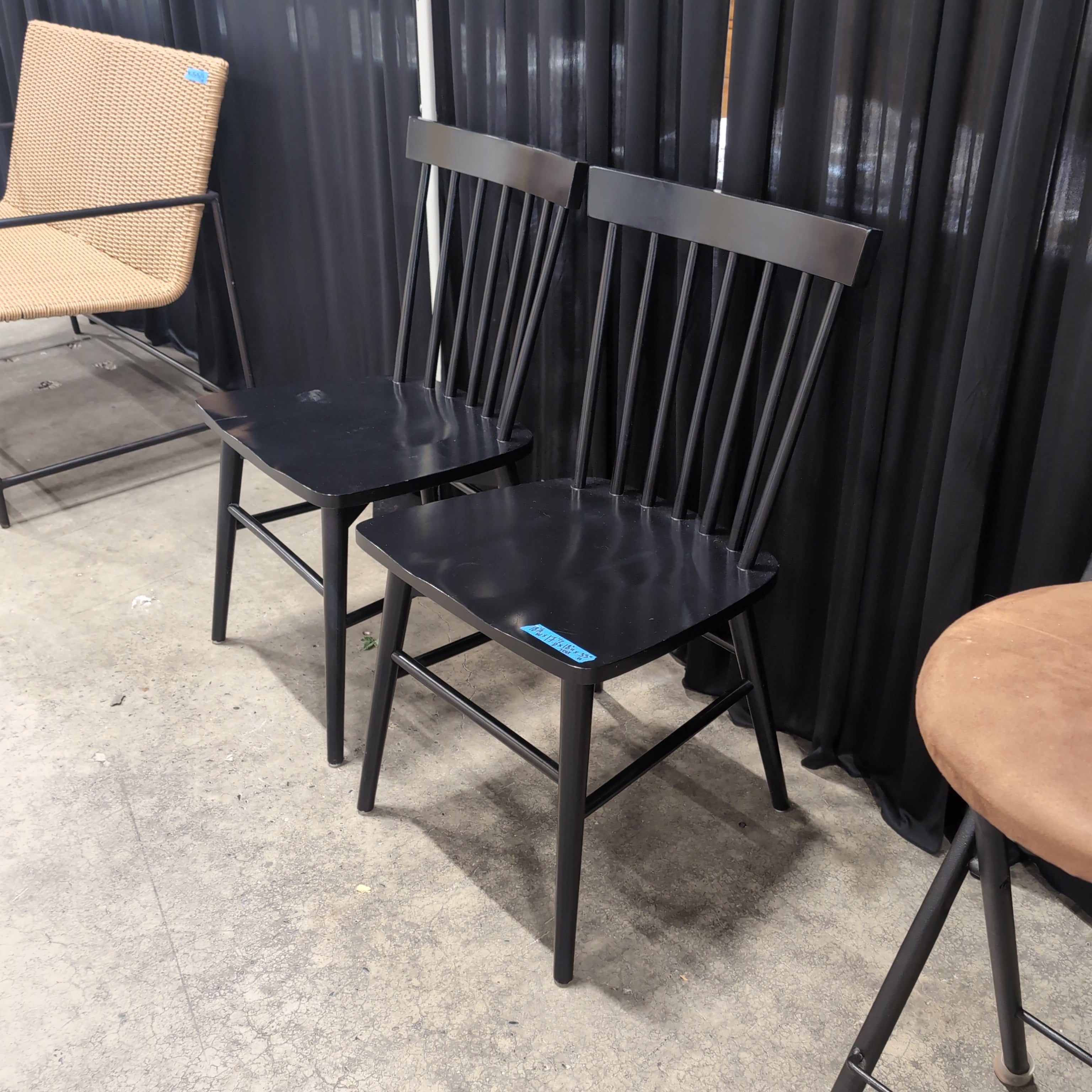 Pair Classic Black Windsor Style Dining Chair