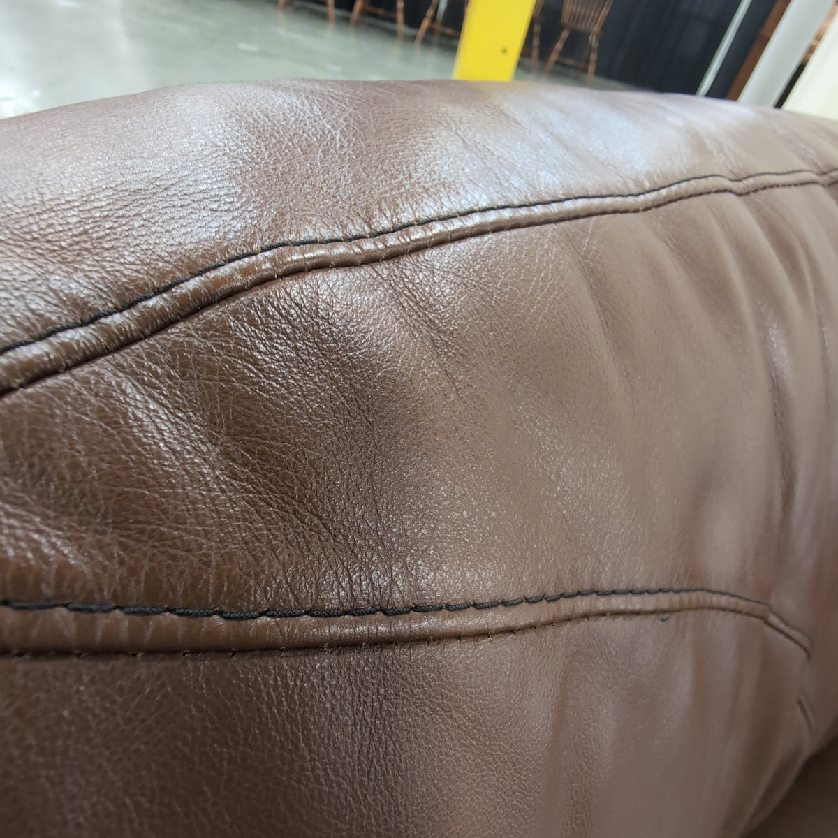 Brown Leather Curved Sectional Couch