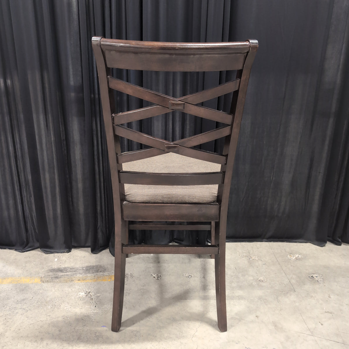Dark Wood Frame Counter Stool with Ribbed Upholstery