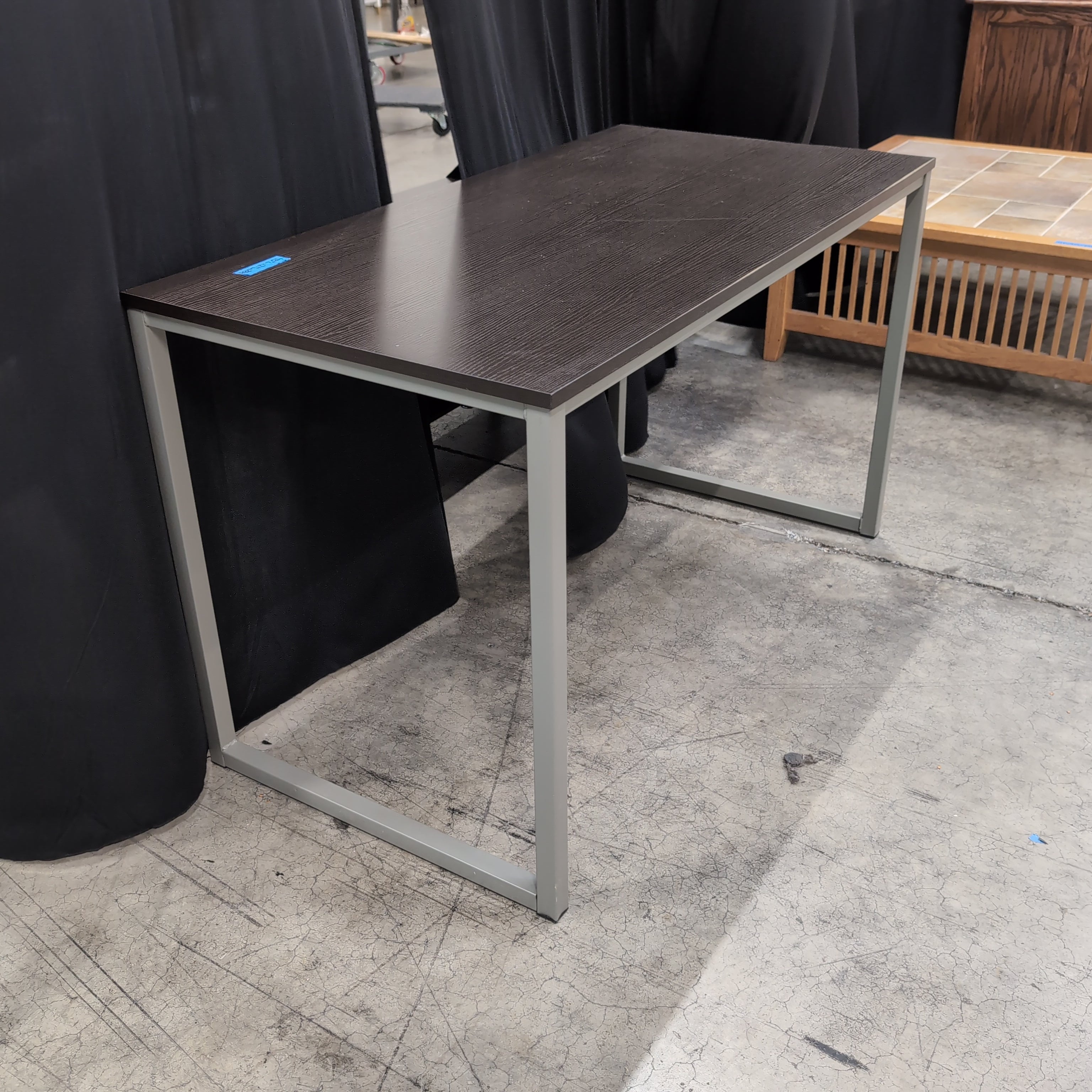Dark Wood Grain Top Office Desk with Metal Legs