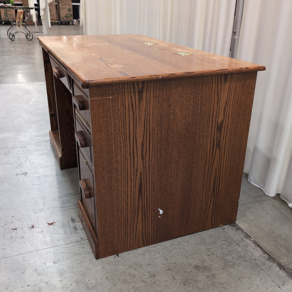 Two-Tone Hardwood Pedestal Desk with File Dividers