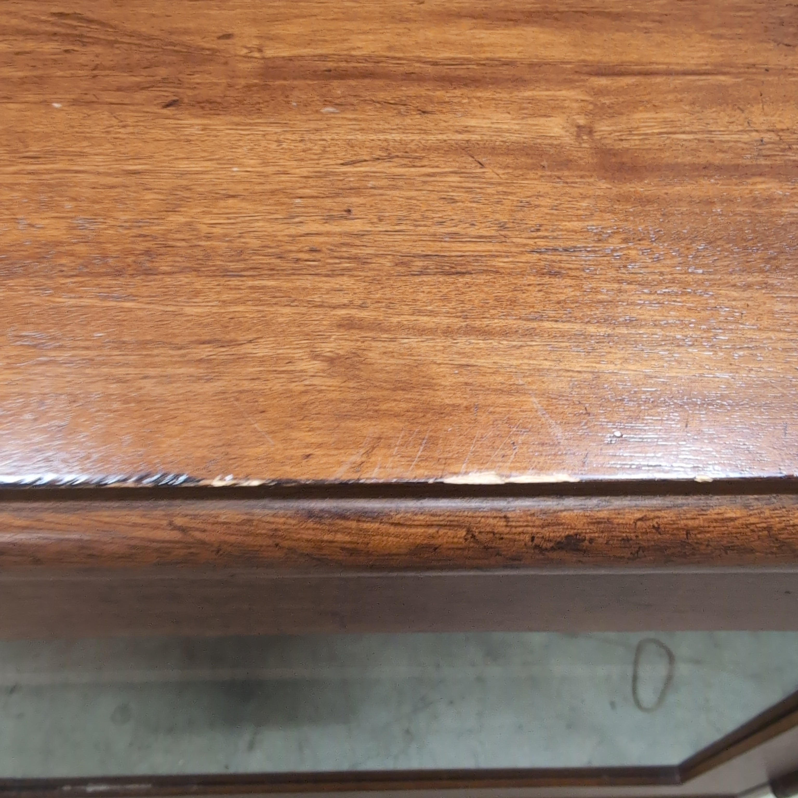 Medium Brown Hardwood TV Stand with Glass Doors