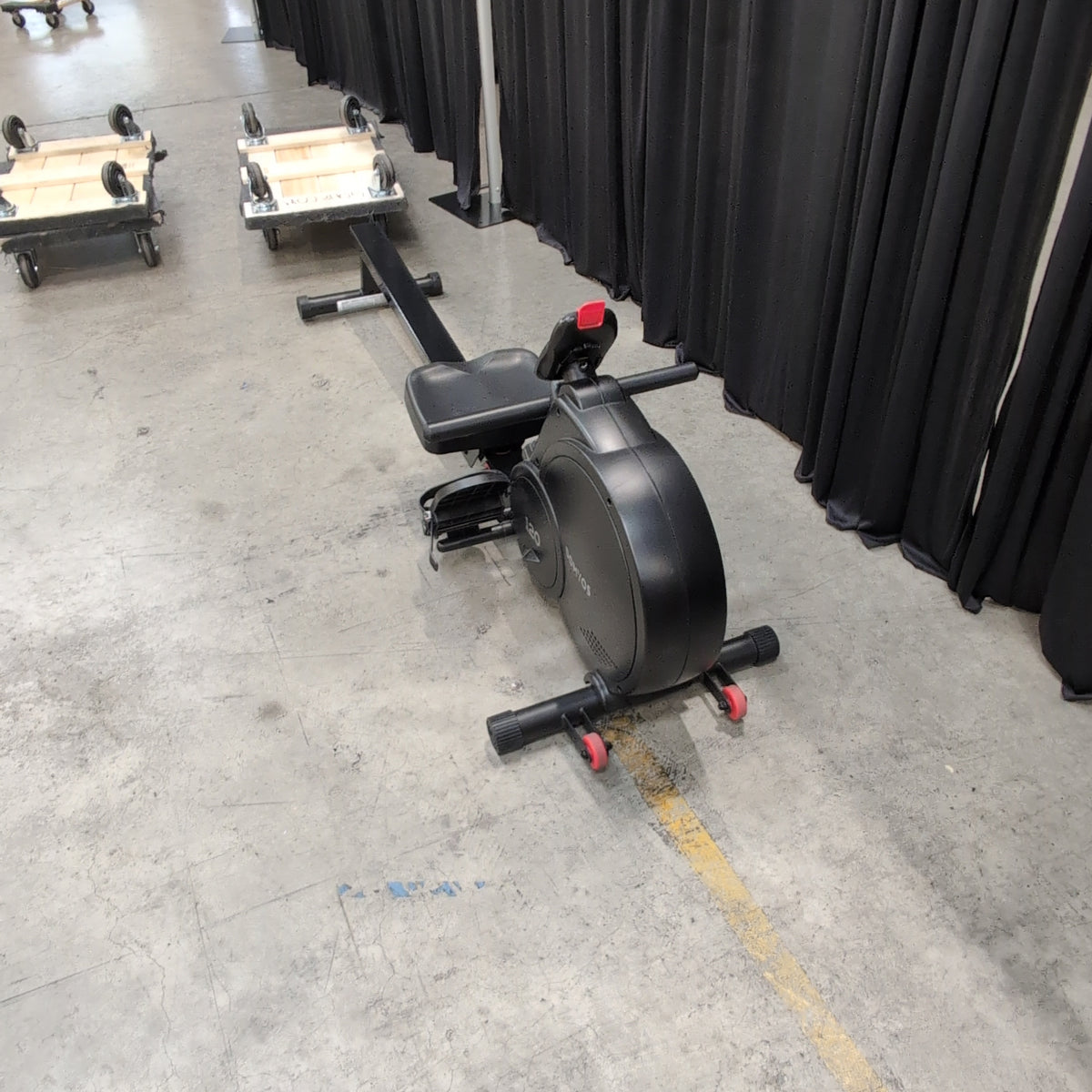 Domyos-Black Home Gym Rowing Machine with Red Accents