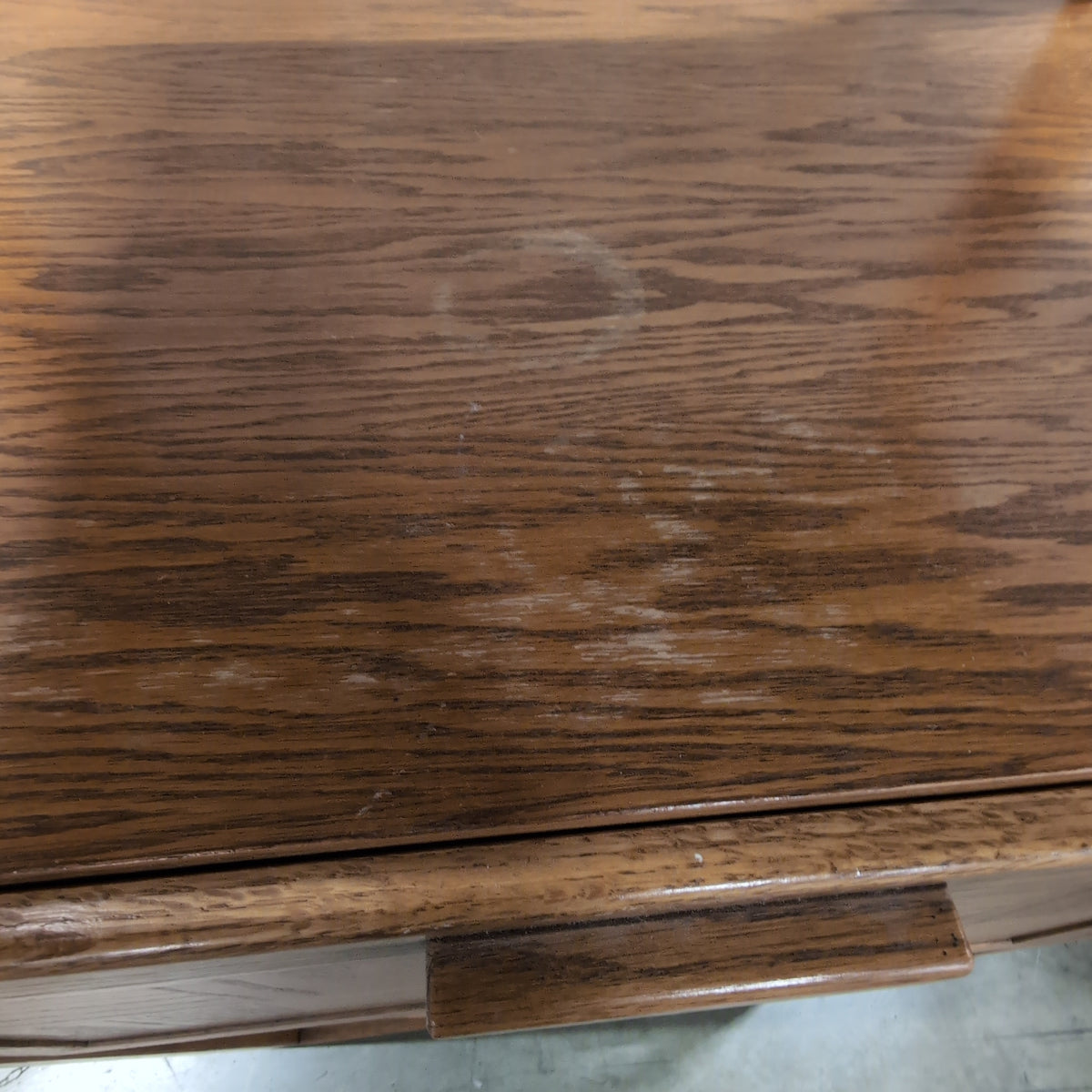 Medium Brown Wood Bookcase with Geometric Cabinet Door