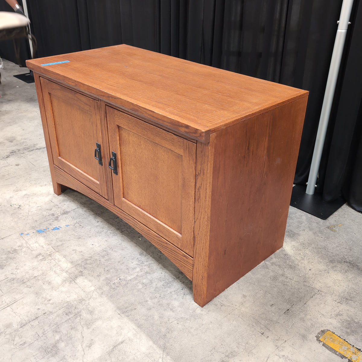 Mission Style Oak Wood TV Stand with Two Doors