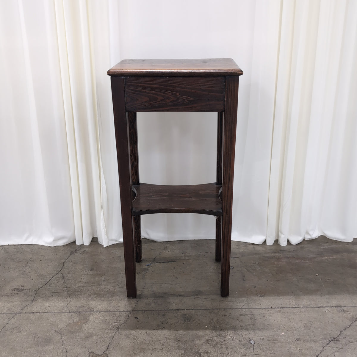 Dark Brown Wood Nightstand with Drawer and Shelf