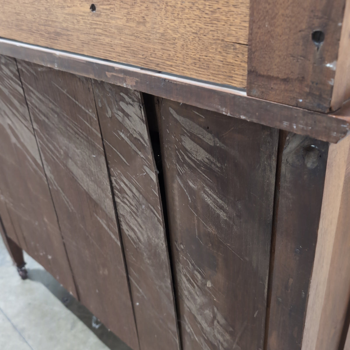 Antique Wood Dresser with Decorative Hutch Top