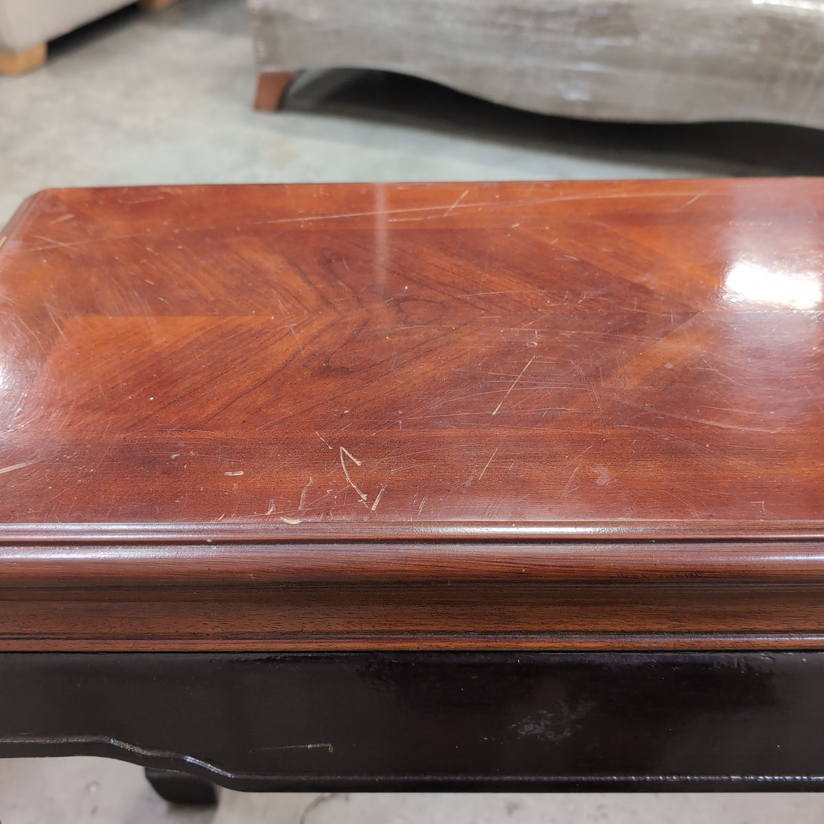 Two-Tone Asian Style Console Table with Carved Apron
