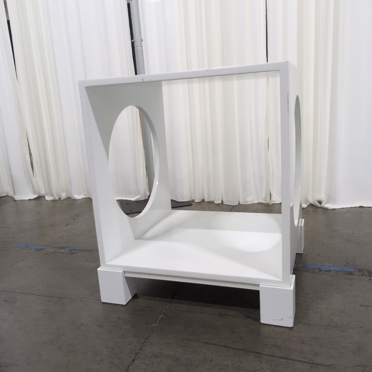 Modern White Square End Table with Storage Shelf