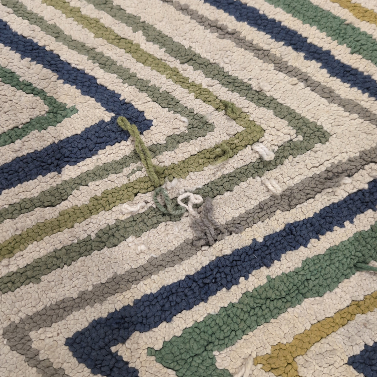 Cream Blue Green Chevron Area Rug
