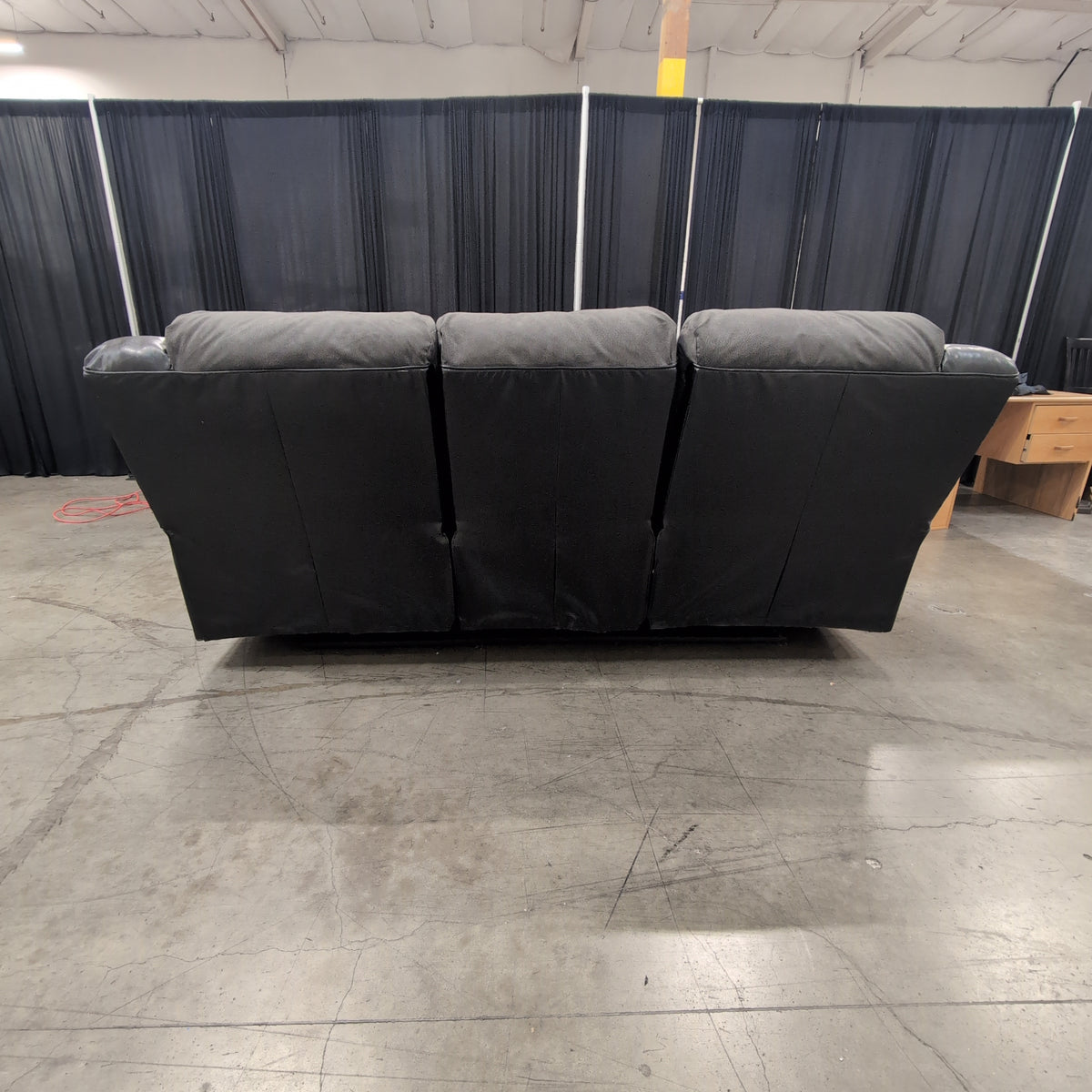 Dark Gray Fabric Three-Seat Recliner Couch