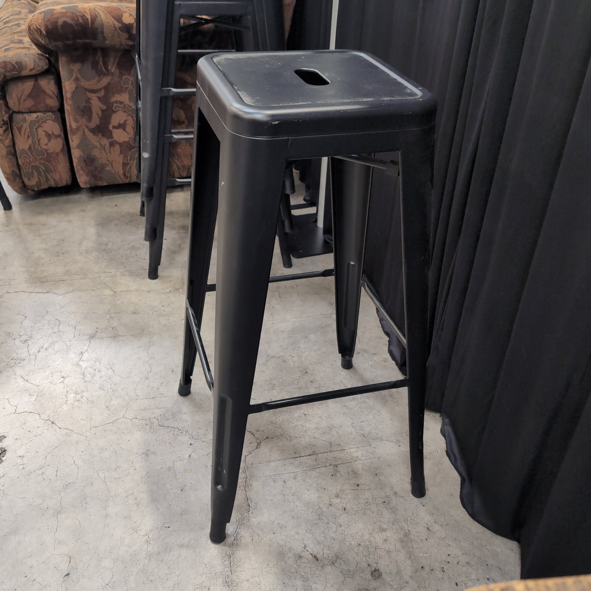 Stackable Black Metal Industrial Style Stool