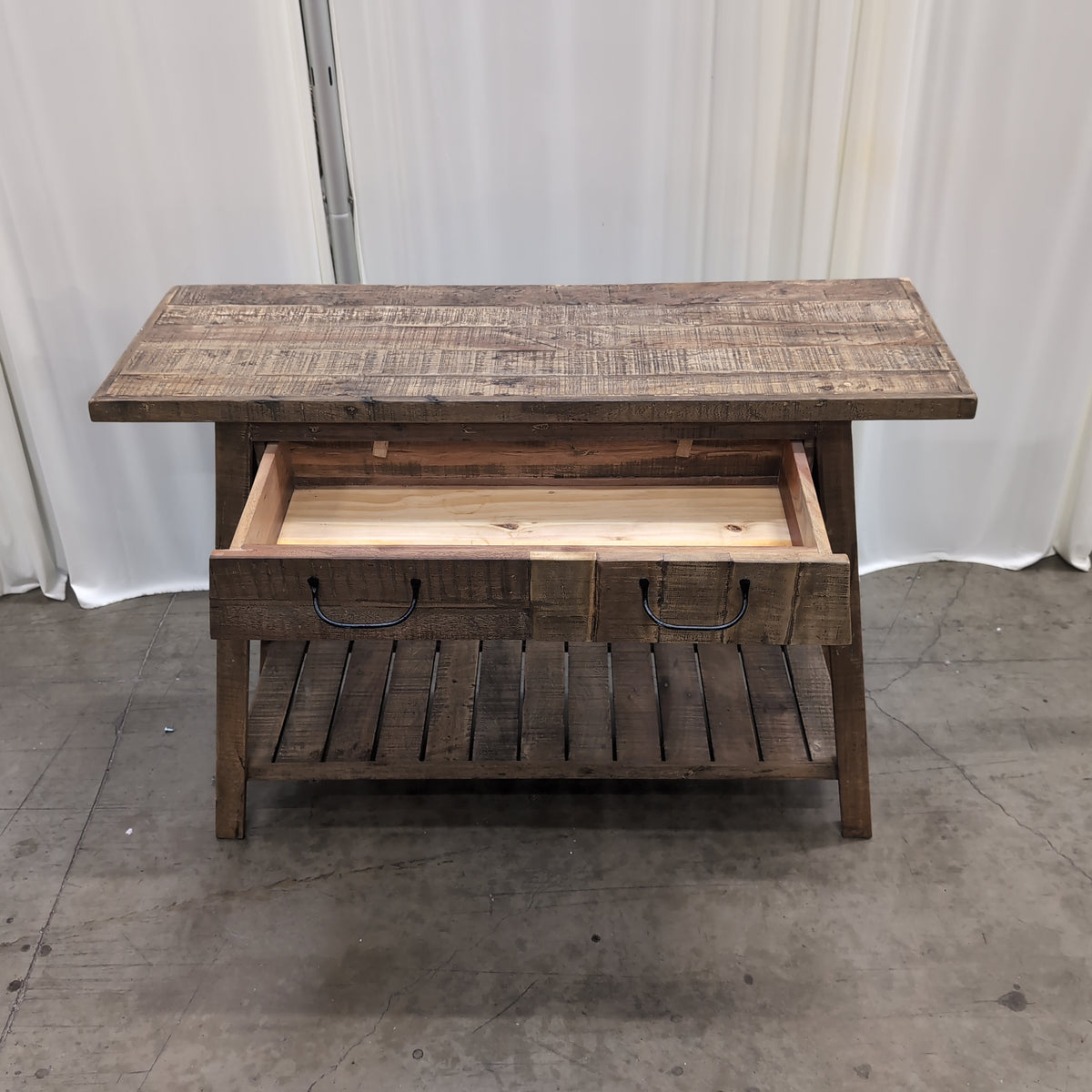 Rustic Wood Buffet with Wine Rack Storage