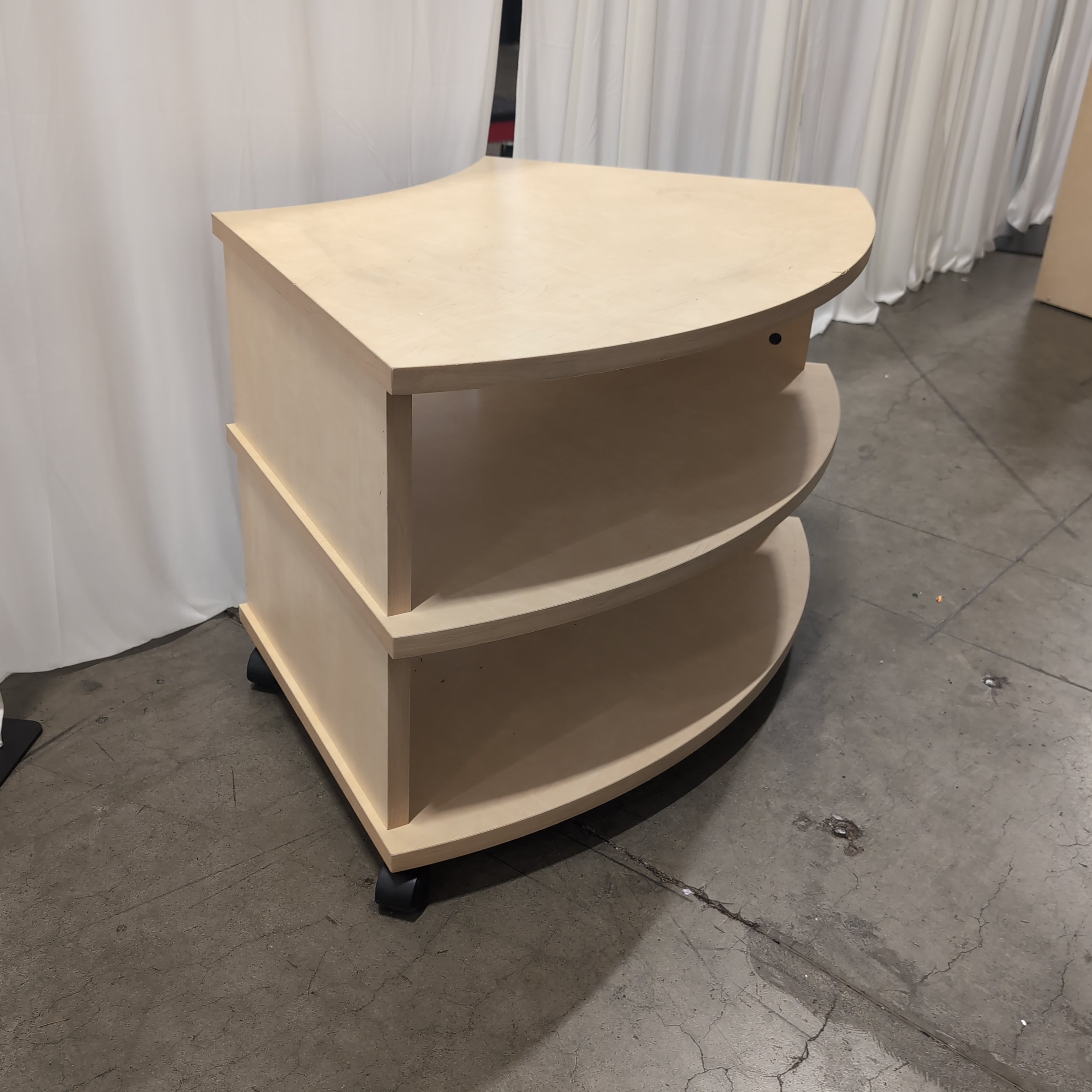 Three-Tier Curved Light Wood Bookcase
