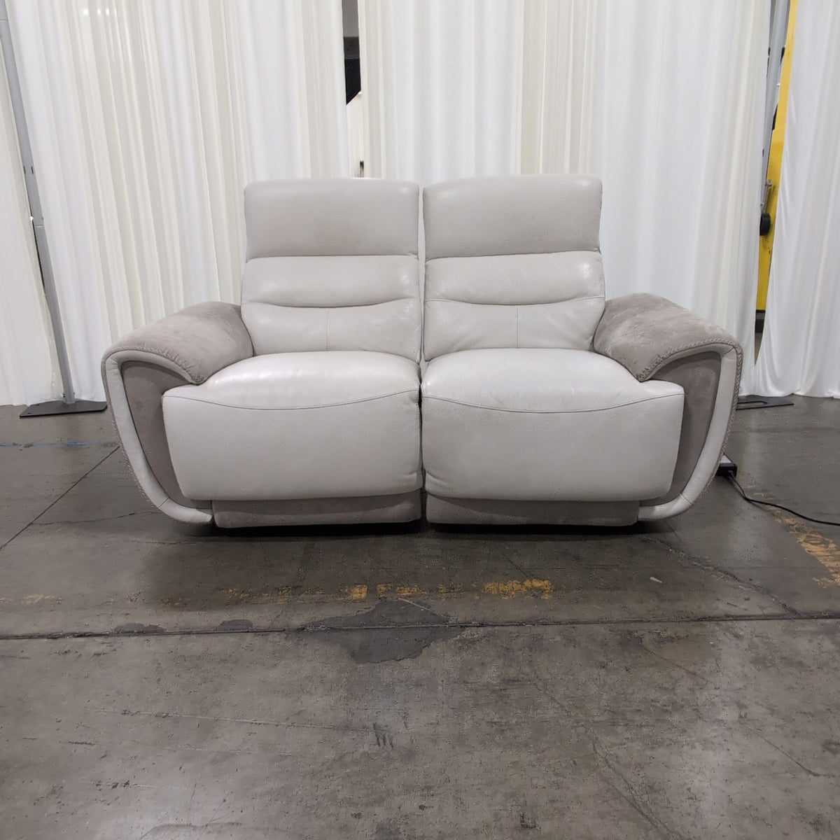 Prime Resource Int Two-Tone Reclining Loveseat with Padded Arms