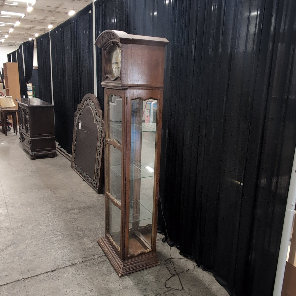Ornate Dark Wood Display Grandfather Clock