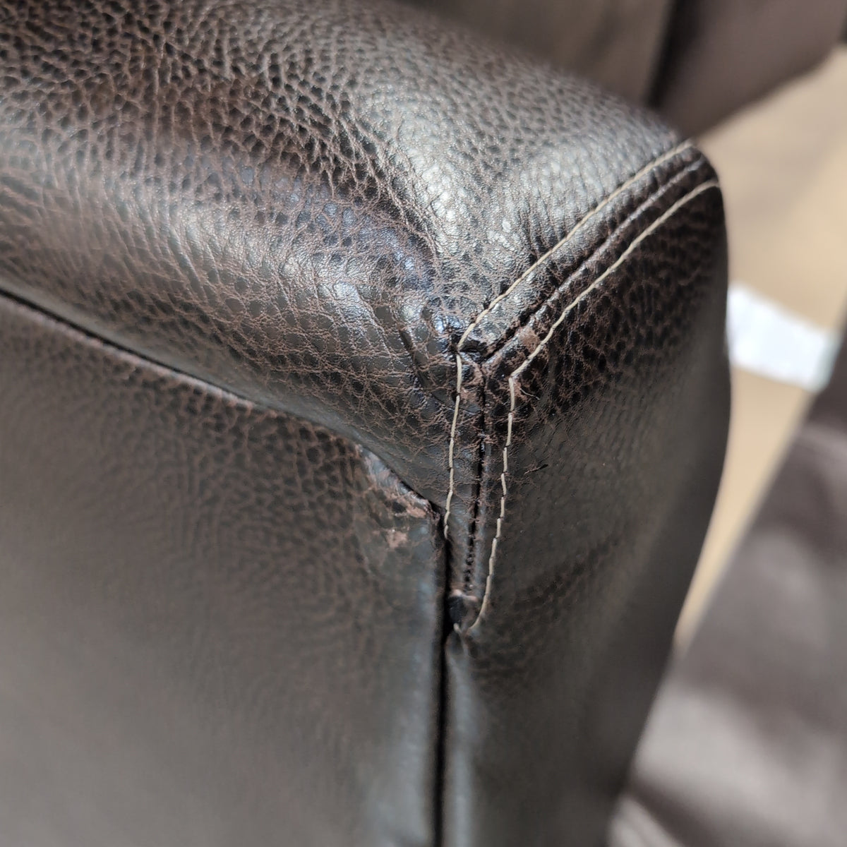 Brown Two-Seater Loveseat in Mixed Materials