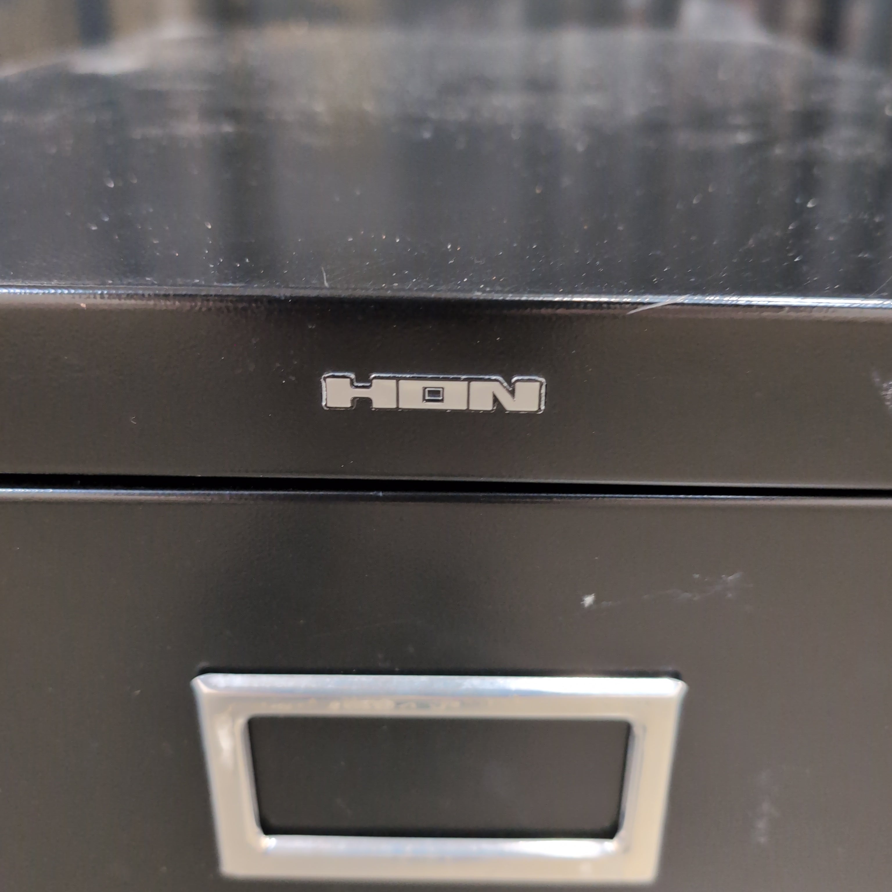 HON Black Two-Drawer Filing Cabinet in Metal