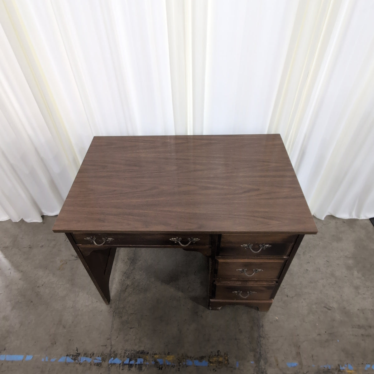 Dark Wood Traditional Style Desk with Ornate Hardware