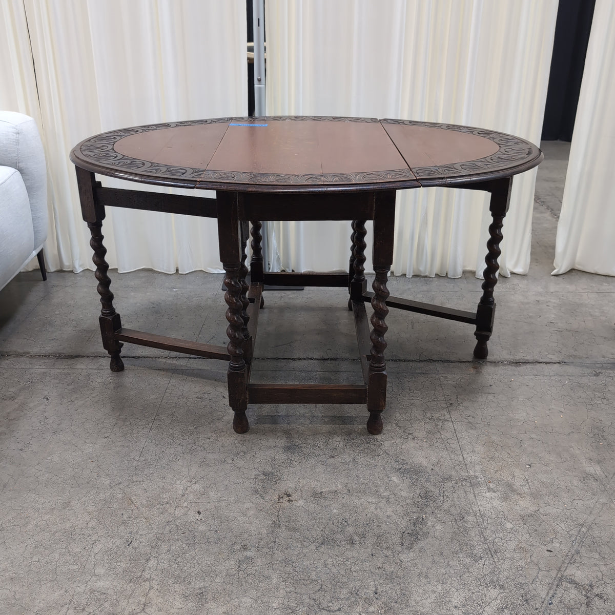 Dark Wood Barley Twist Gateleg Dining Table