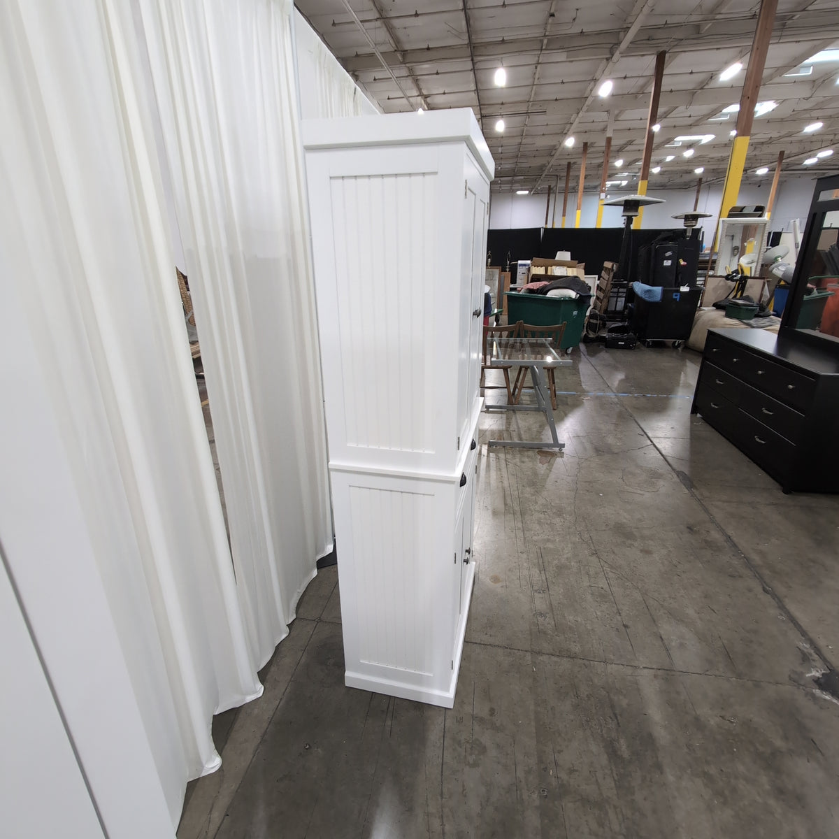 Homcom White Beadboard Pantry Cabinet with Drawers