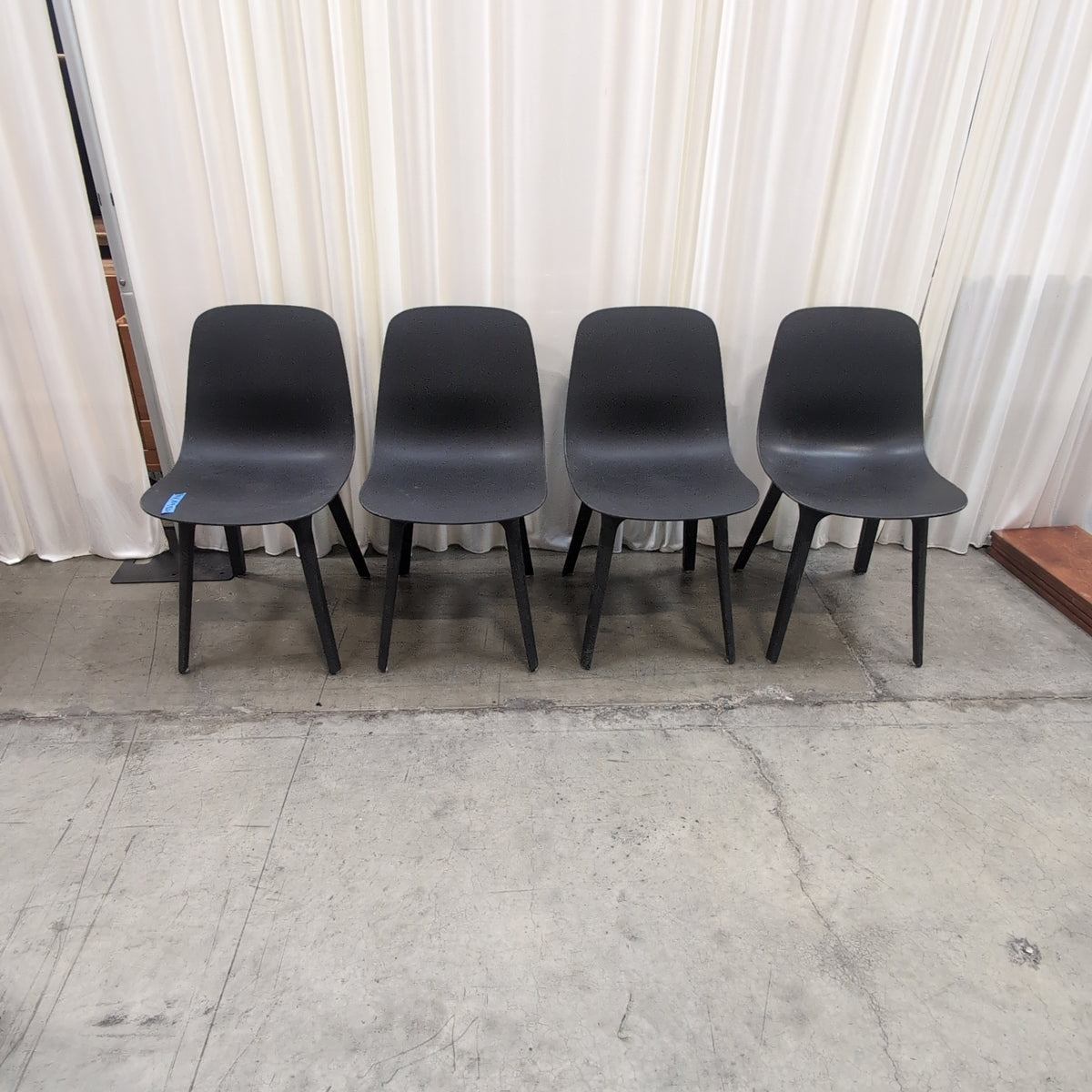 Black Molded Plastic Dining Chair with Tapered Legs