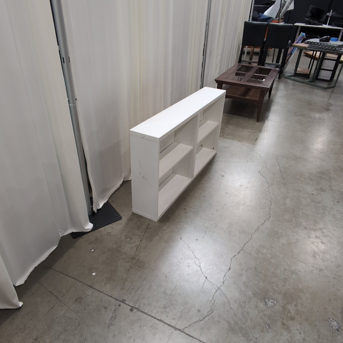 White Two-Section Adjustable Shelf Bookcase