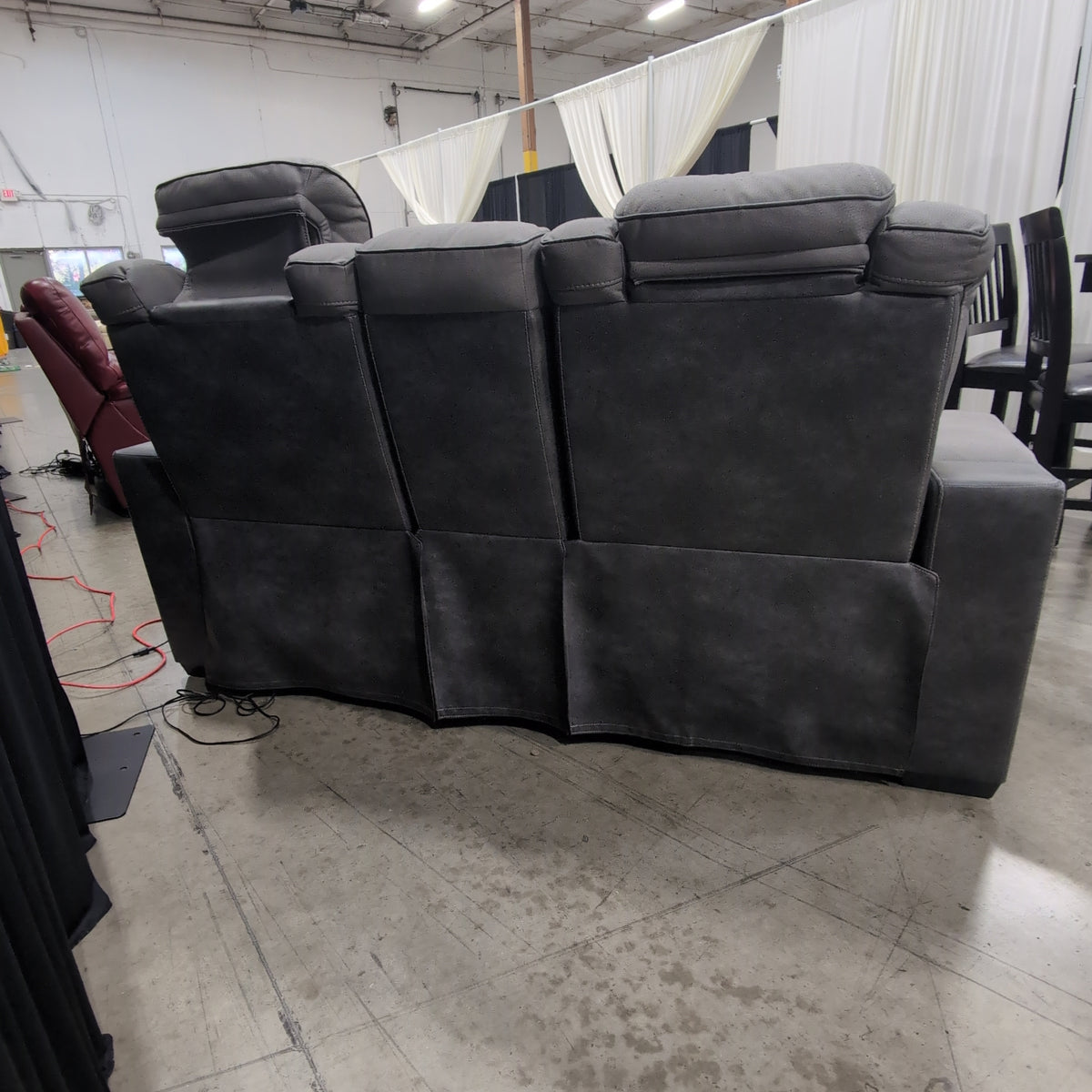Modular Taupe Fabric Sectional Couch with Ottoman
