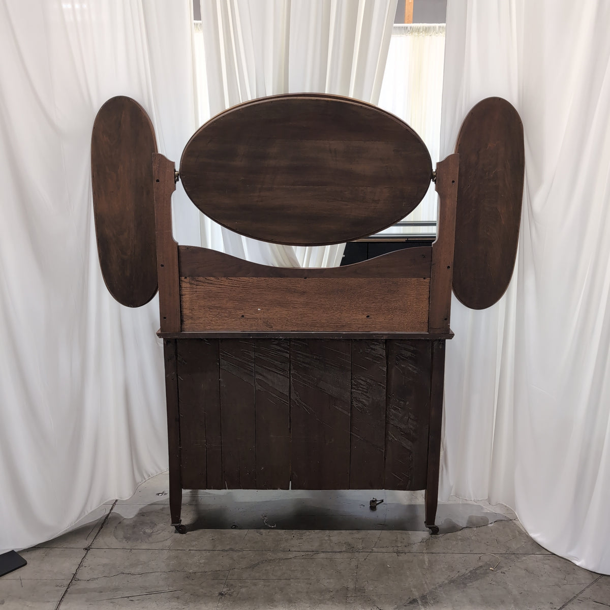 Antique Wood Dresser with Decorative Hutch Top