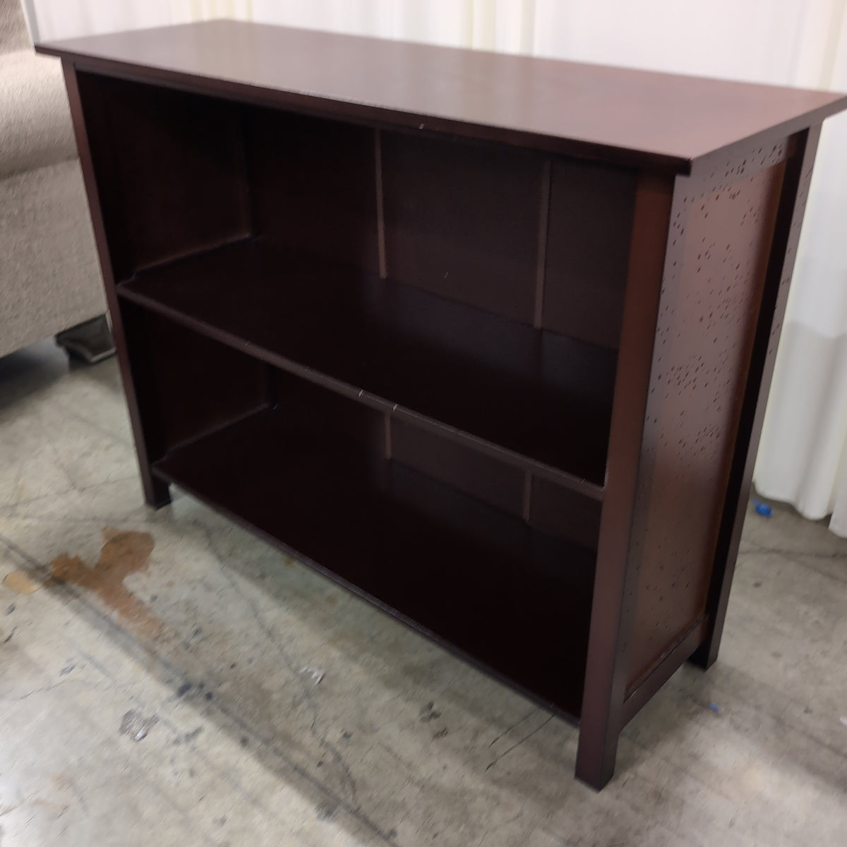 Dark Cherry Wood Two-Shelf Bookcase