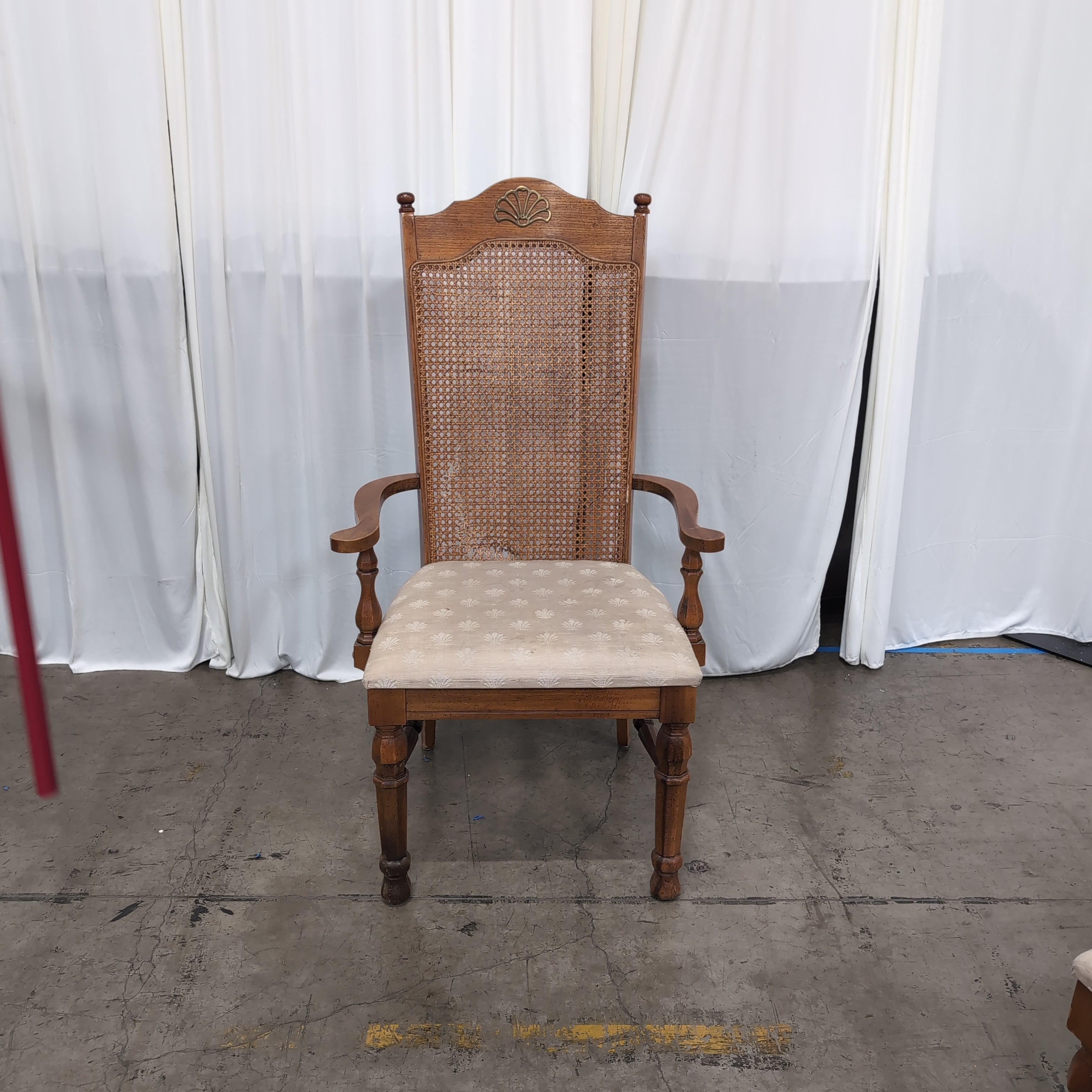 Traditional Wood Cane Back Arm Chair