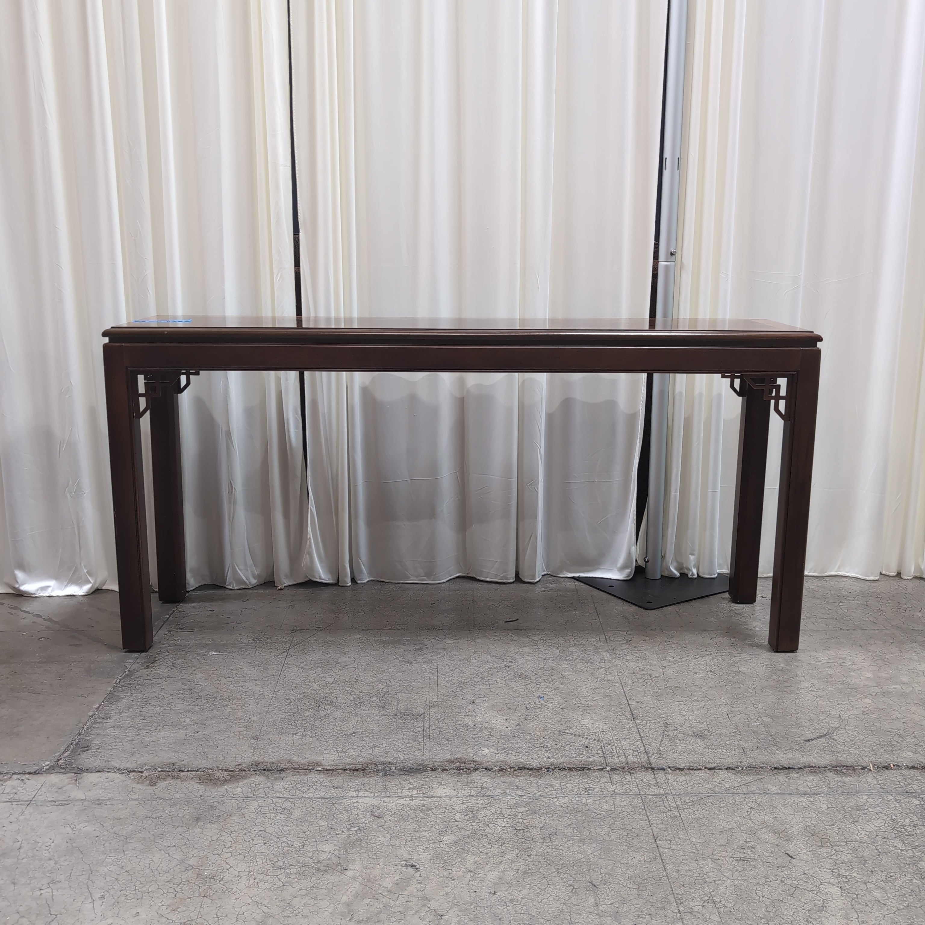 Traditional Dark Wood Console Table with Burl Inlay