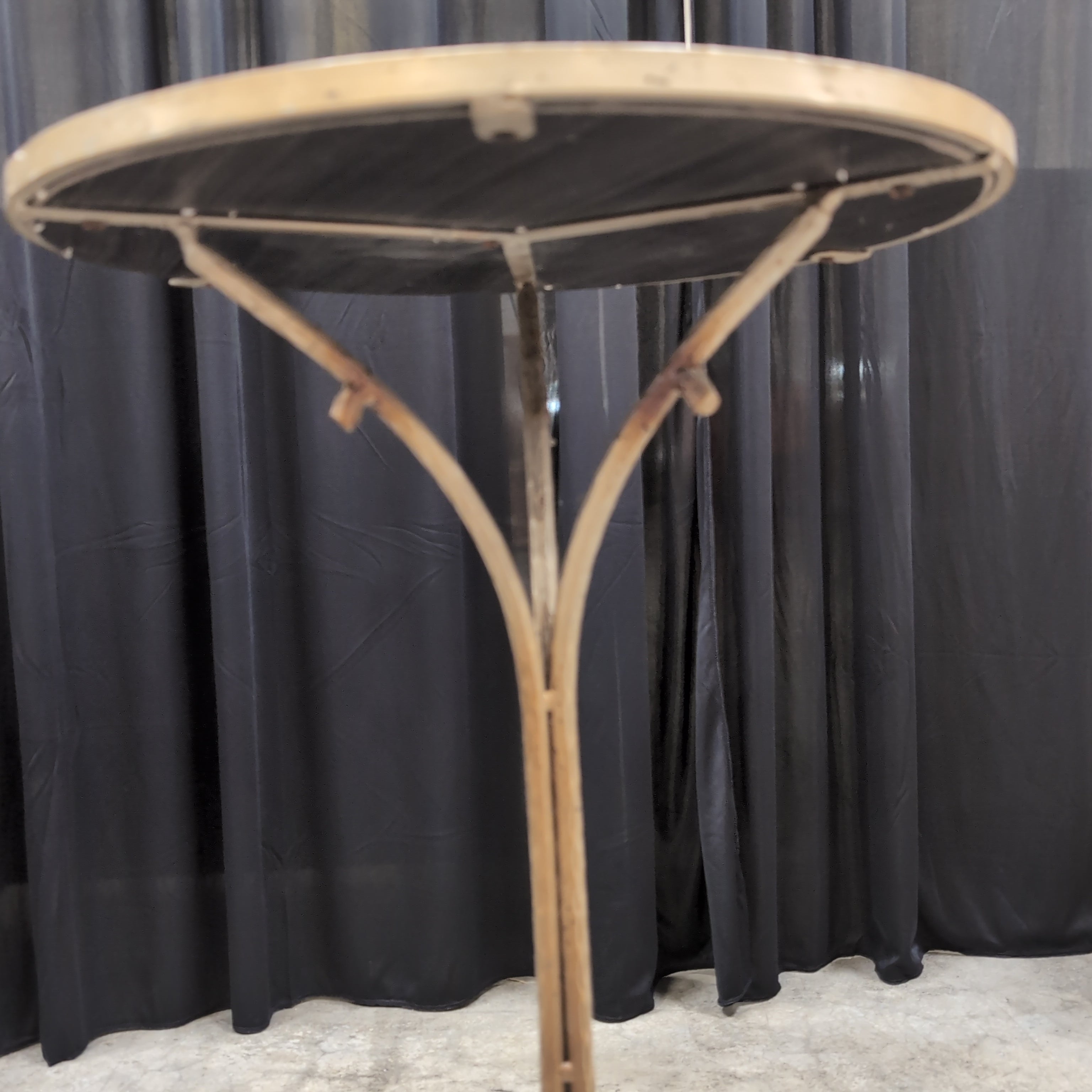 Round Green Glass Top End Table with Branch Legs