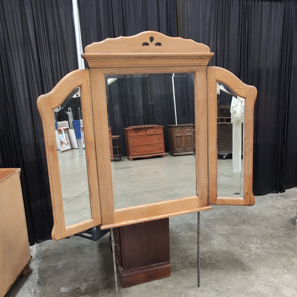 Traditional Wood Dresser with Attached Mirror