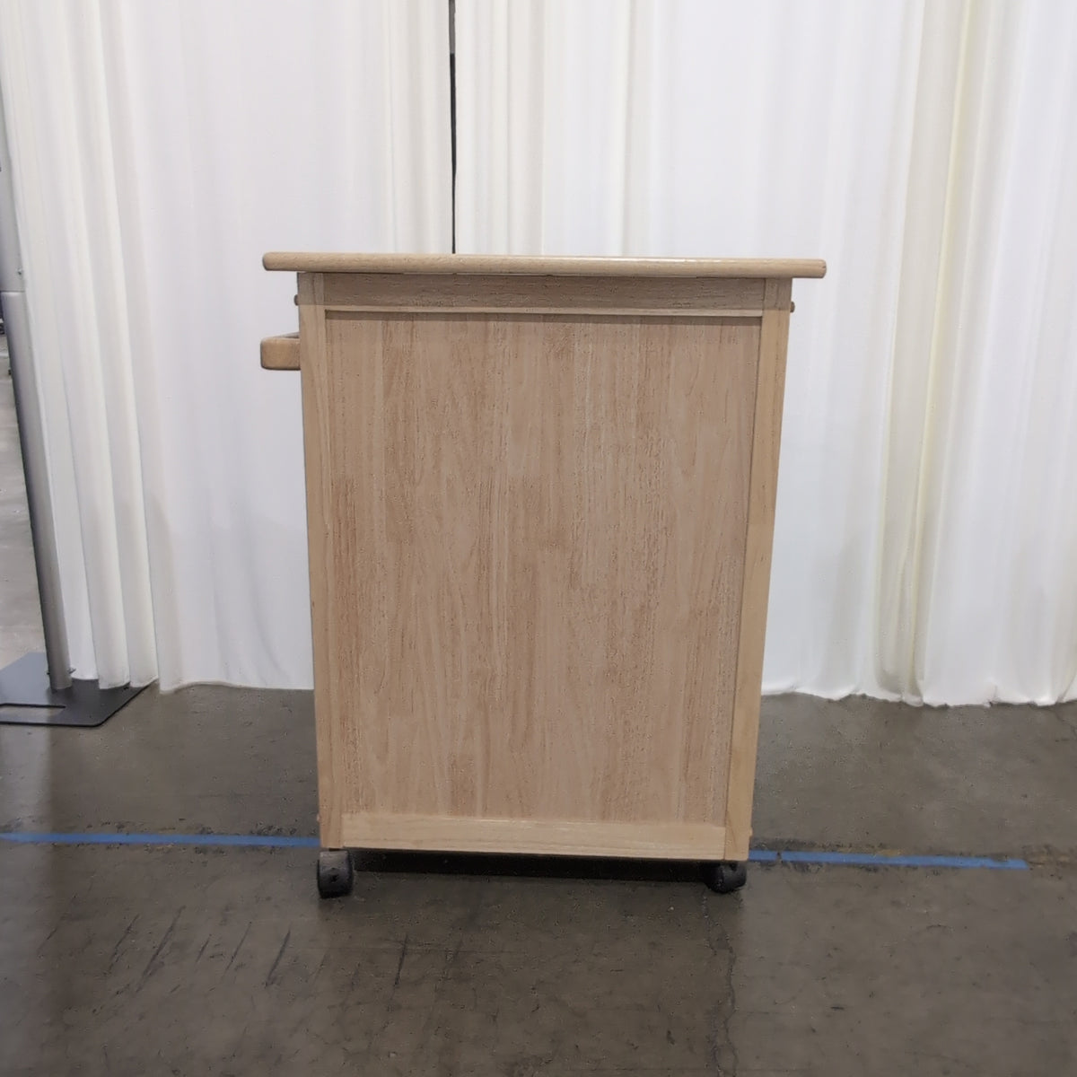 Light Wood Single Drawer Utility Cabinet on Casters