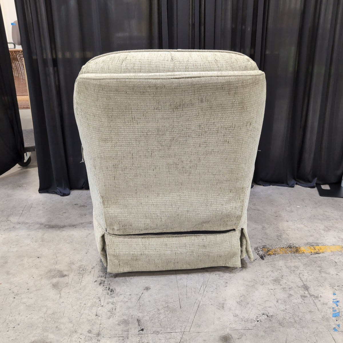 Sage Green Ribbed Fabric Armchair with Tufted Back