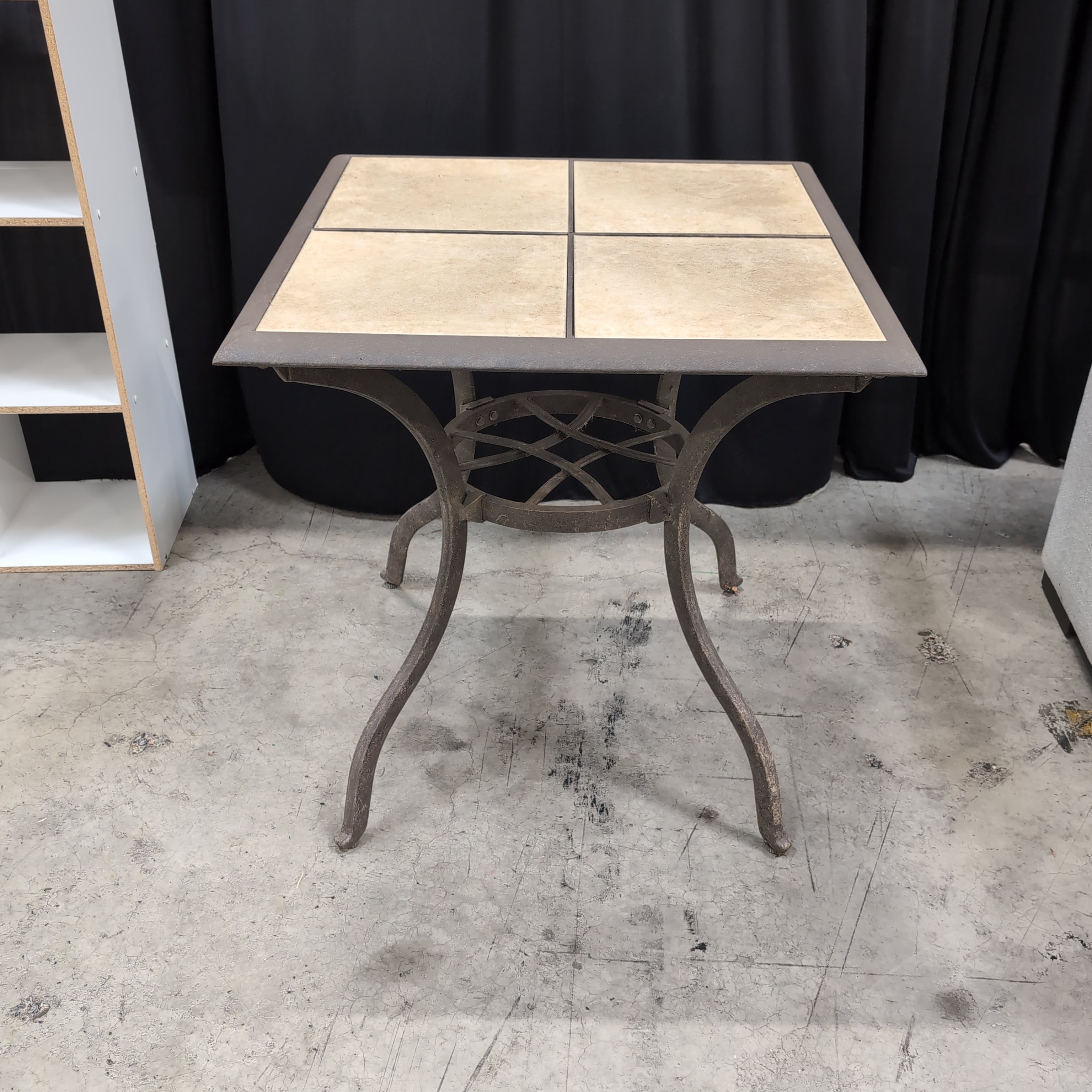 Square Tile Top Outdoor Table with Metal Base