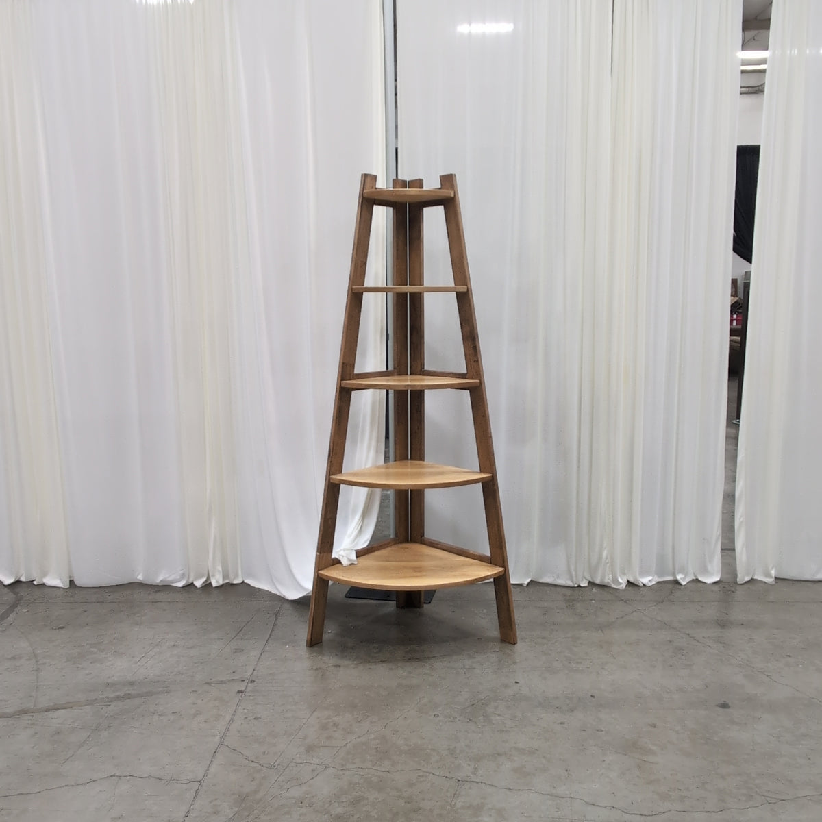 Brown Wood Ladder Style Corner Bookcase