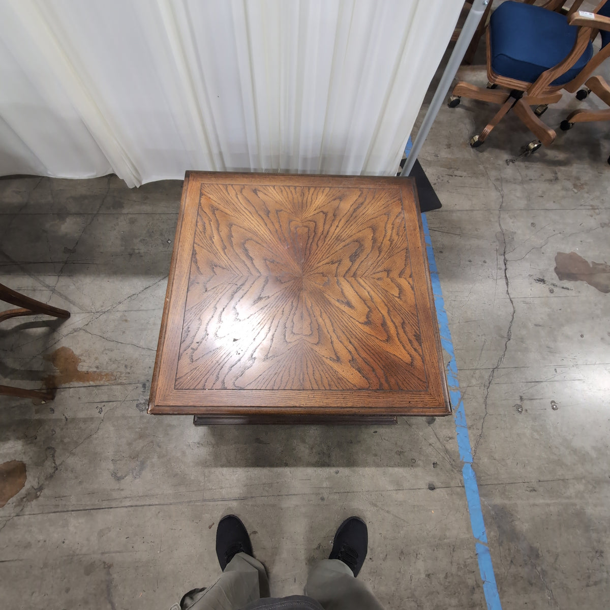 Traditional Brown Wood End Table with Carved Panels