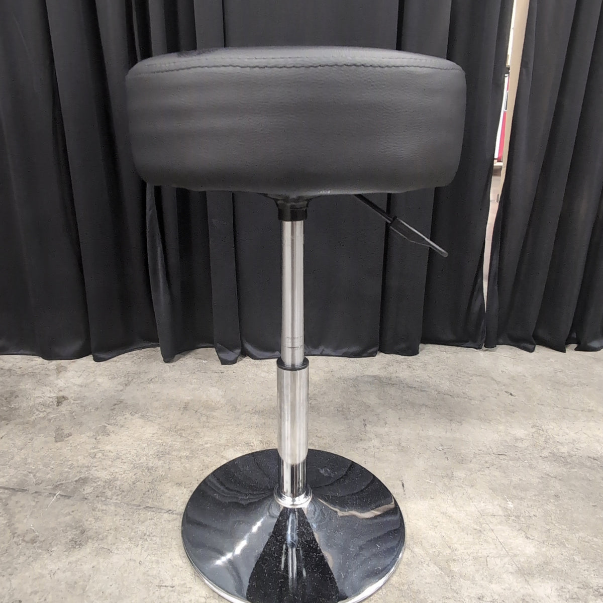 Modern Black Upholstered Adjustable Bar Stool with Chrome Base
