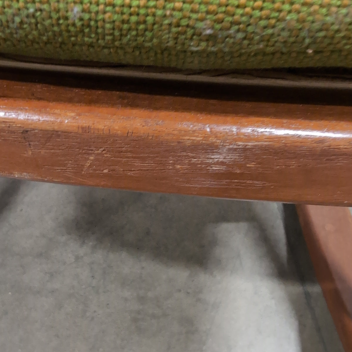 Mid-Century Style Wood Rocking Chair with Green Fabric