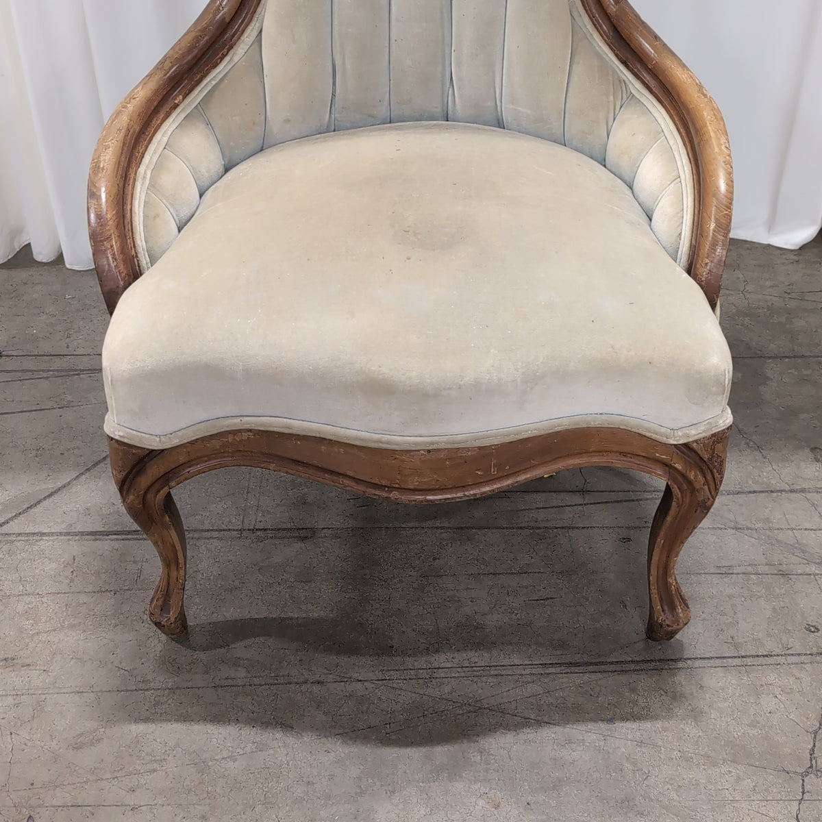 Ornate Carved Wood Accent Chair in Tufted Velvet
