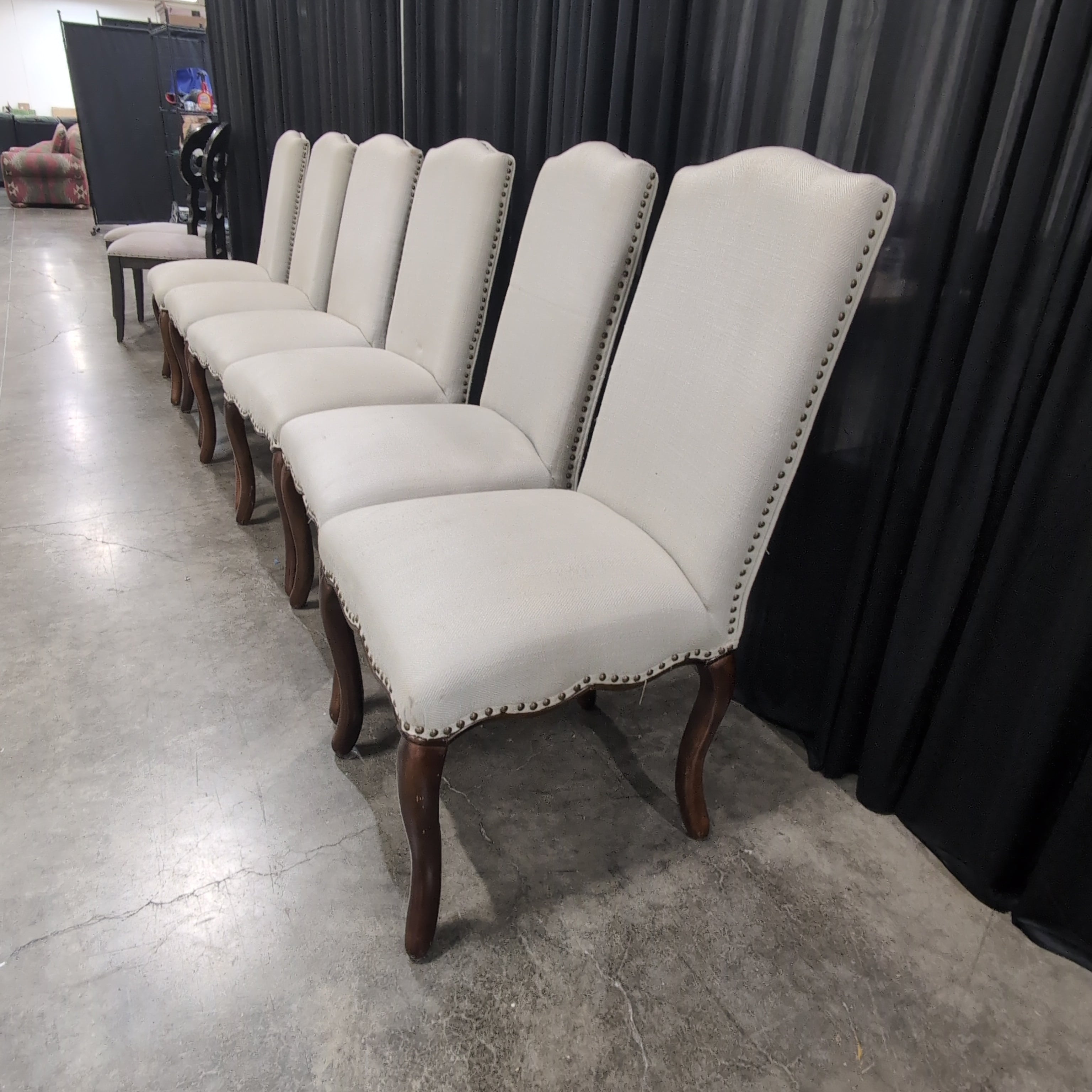 French Provincial Style Light Upholstered Dining Chair with Cabriole Legs