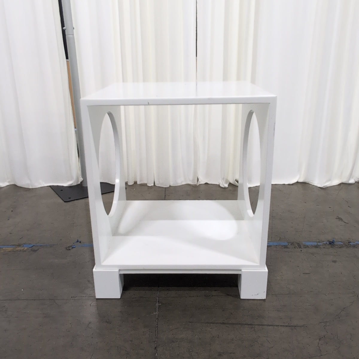 Modern White Square End Table with Storage Shelf