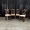 Traditional Brown Wood Dining Chairs with Beige Upholstery